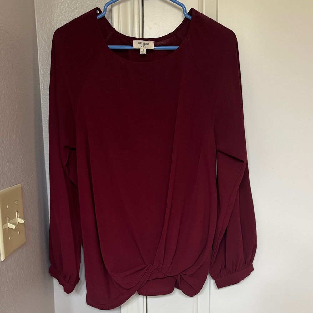 Umgee Deep Red Long Sleeve Blouse